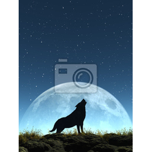 Фотообои - Волк и луна