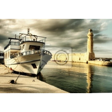 Фотообои - Живописная Греция - корабль и маяк