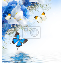 Фотообои с цветами и бабочками