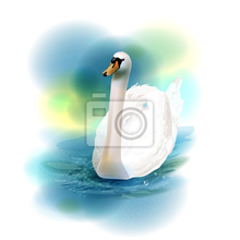 Фотообои с белым лебедем (рисунок)
