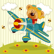 Фотообои в детскую "Медведь на самолете"