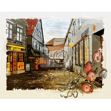 Арт-обои - Иллюстрация старинной улицы города