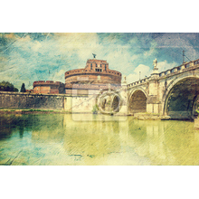 Фотообои с мостом в Риме в ретро стиле