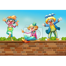 Фотообои - Три клоуна на стене