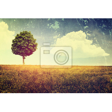 Фотообои - Гранжевый пейзаж с деревом