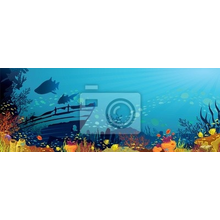 Фотообои - Коралловый риф с акулами