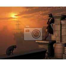 Фотообои с пиратом на закате
