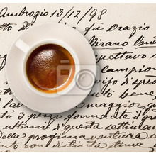 Фотообои - старое письмо с чашкой кофе