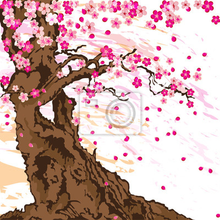 Арт-обои - Рисованное дерево сакуры