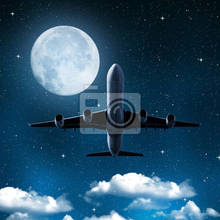 Фотообои - Самолет в ночном небе