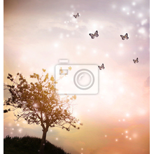 Фотообои - Бабочки и дерево