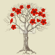Арт-обои - Дерево с цветами
