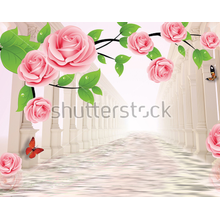 3Д Обои с розами в интерьере