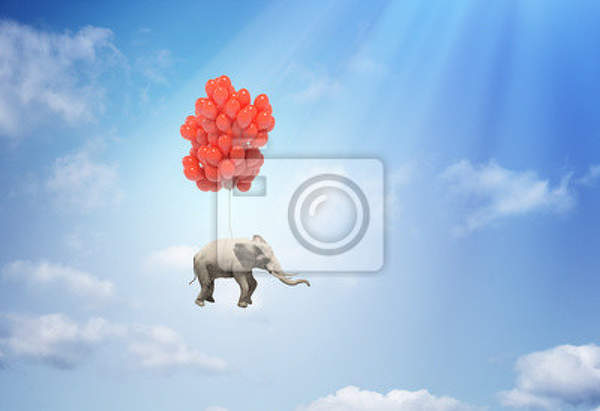 Фотообои - Слон на воздушных шариках