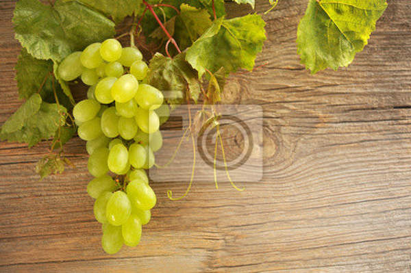 Фотообои - Виноград на деревянном фоне