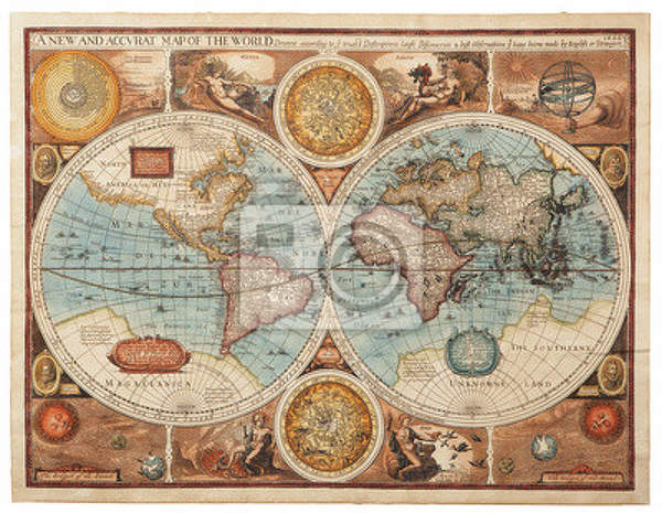 Фотообои со старинной картой мира (1626 г.)