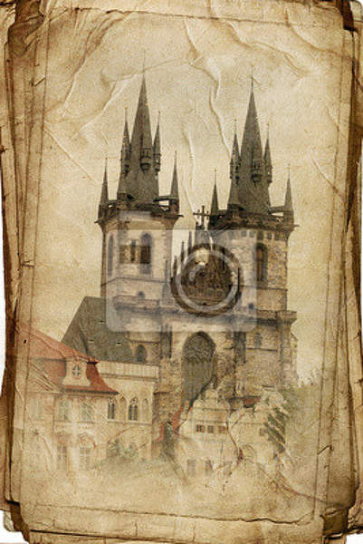 Фотообои с видом Праги в винтажном стиле