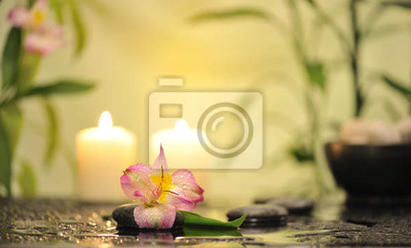 Фотообои -  Композиция свечи и орхидея