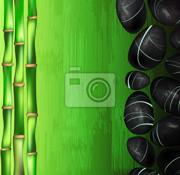 Фотообои - Камни-спа и зеленый бамбук