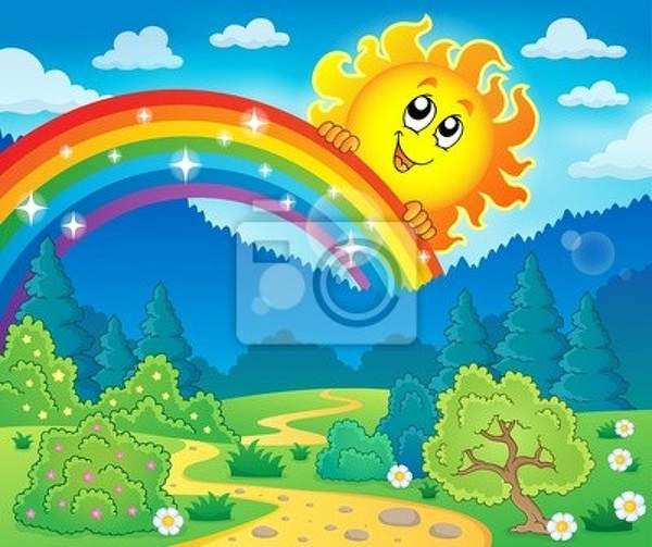 Детские фотообои с радугой и солнцем