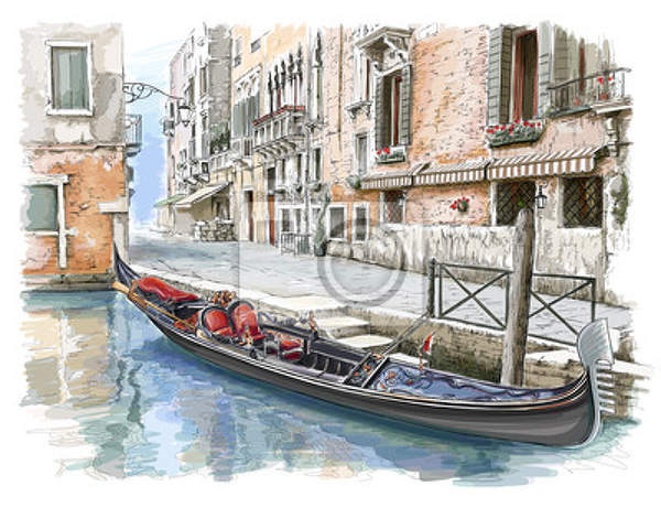 Фотообои - Венеция - Старинное здание и гондола