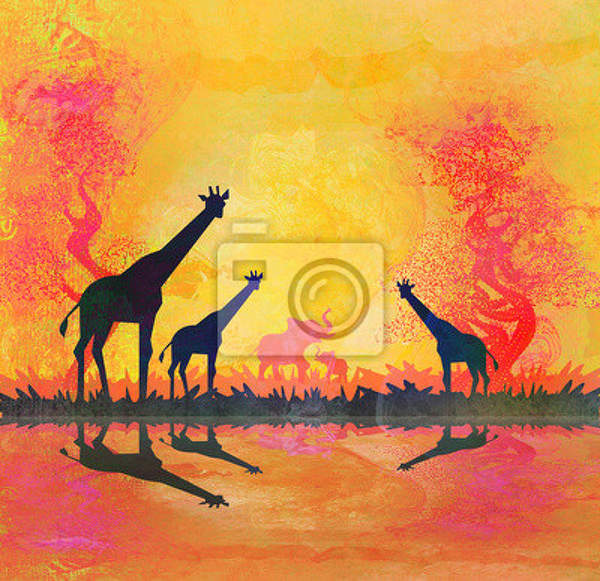 Арт-обои с жирафами