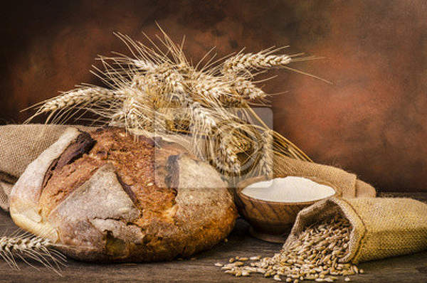 Фотообои - Натюрморт с хлебом и пшеницей