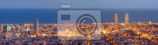 Фотообои - Панорама ночной Барселоны