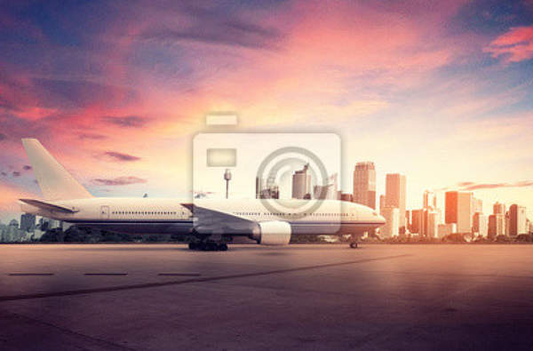 Фотообои - Самолет и небоскребы