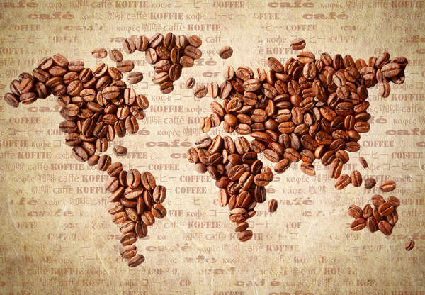 Карта мира из кофейных зерен — Обои на стену