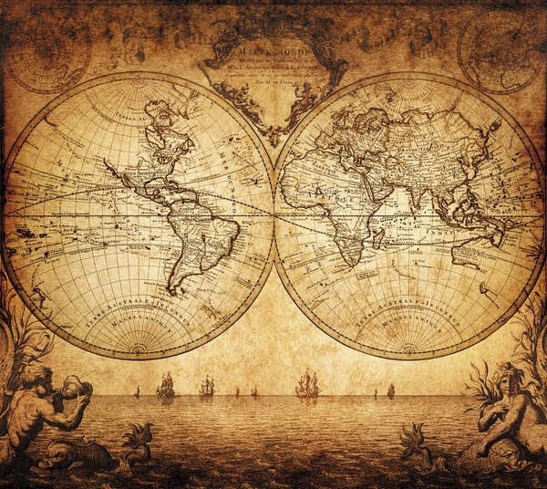 Фотообои со старинной картой мира