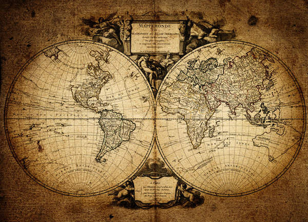 Фотообои - Старинная карта мира 1752 года