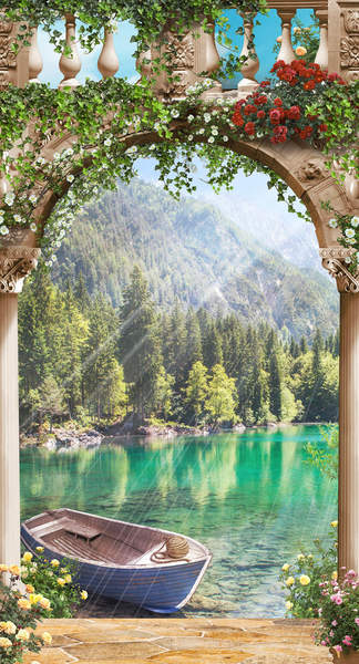 Фотообои на стену арка с видом на лес