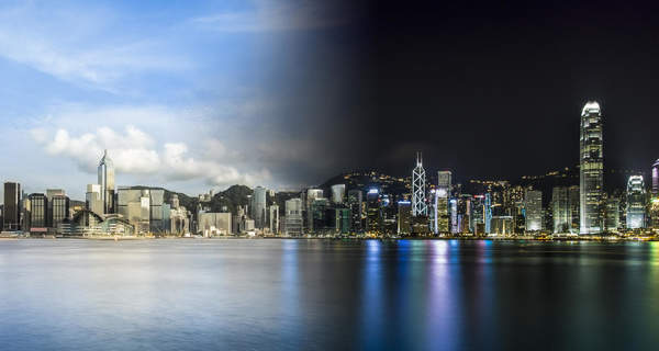 Фотообои с ночным городом "Гонконг"