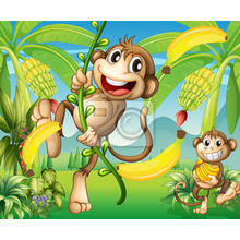 Фотообои в детскую с обезьянками