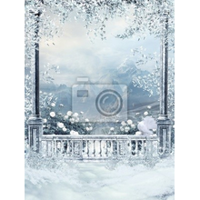 Фотообои — Зимний балкон с розами