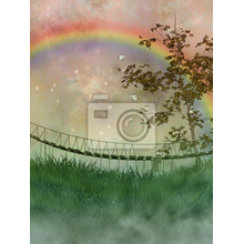 Фотообои со сказочным мостиком и радугой