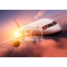 Фотообои с красивым самолетом на закате