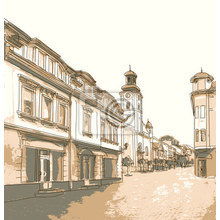 Фотообои с нарисованной улицей старого города