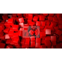 3д фотообои "Абстракция с красными кубиками"