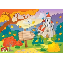 Фотообои в детскую с осенним пейзажем и замком