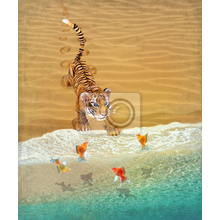 Фотообои с тигренком на пляже