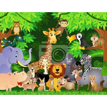 Детские фотообои с животными в джунглях