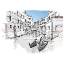 Арт-обои - Рисованный венецианский канал