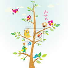 Детские фотообои - Дерево с птичками