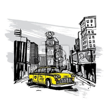 Арт-обои - Желтое такси в Нью-Йорке