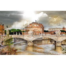 Фотообои — Старый мост и замок в Риме