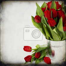 Фотообои - Букет тюльпанов на гранж фоне