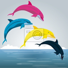 Фотообои - Рисунок дельфинов
