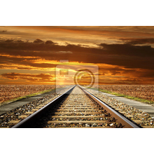 Фотообои - Железная дорога на фоне заката